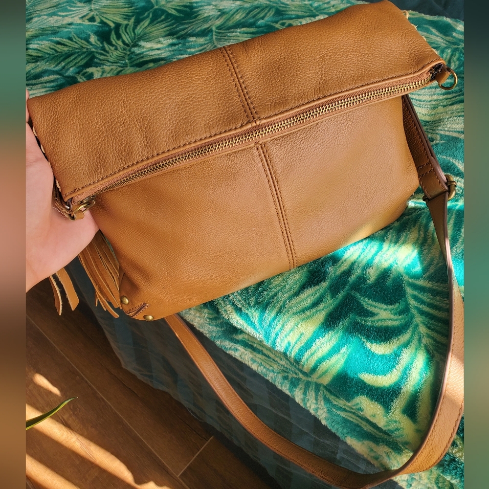 LUCKY BRAND Del Rey leather purse saddle bag in tan